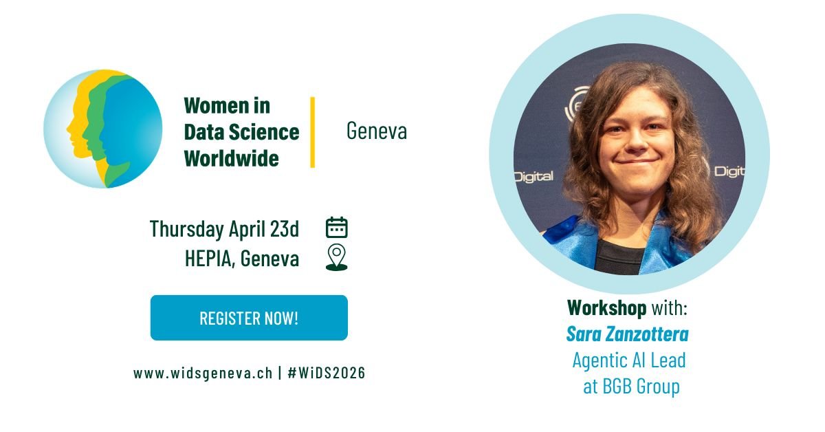 zansara_dev's tweet photo. 🇨🇭 Are you in #Geneva, #Switzerland this week? If so, you're still on time to meet me at #WiDS Geneva 2026! 👩‍💻  I'll give a workshop about transforming #RAG pipelines into #AI Agents and catch up with some old friends. See you all there! ✈️

https://t.co/KeZ9vz8xtR https://t.co/n6JS01ZzWg