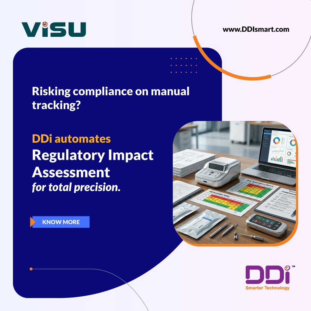 DDiSmart's tweet photo. Regulatory Impact Assessment (RIA)
Stay ahead of regulatory changes with DDi’s RIA tool cut assessment time, reduce errors &amp; gain a centralized view of global compliance.
🔗 https://t.co/anZgaB6AgC

#RegulatoryImpact #MedTech https://t.co/jO9nfRKY63