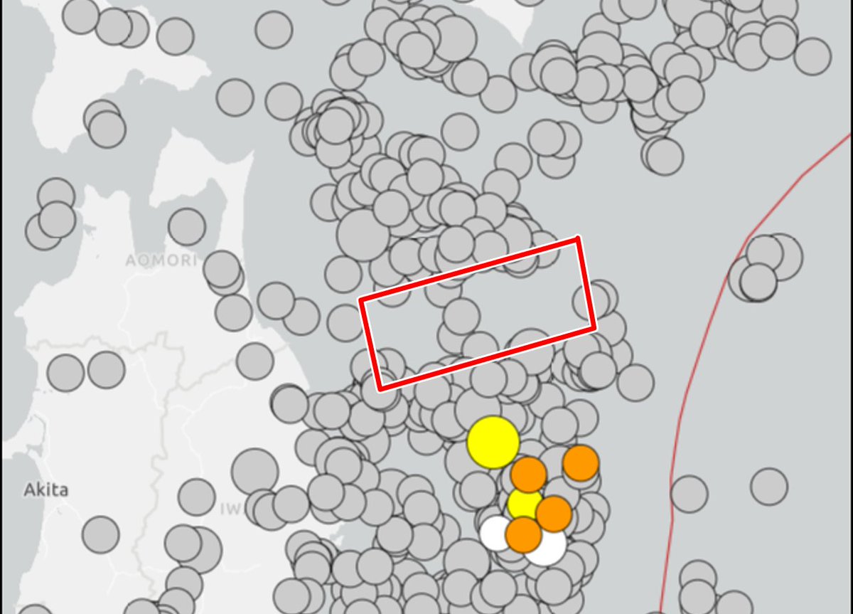 USGSのEarthquake Catalogで
2000年以降に起きたM5.0以上の地震を検索しても
この空白域だけ全然起きてないし相当ため込んでいるんだろうな...