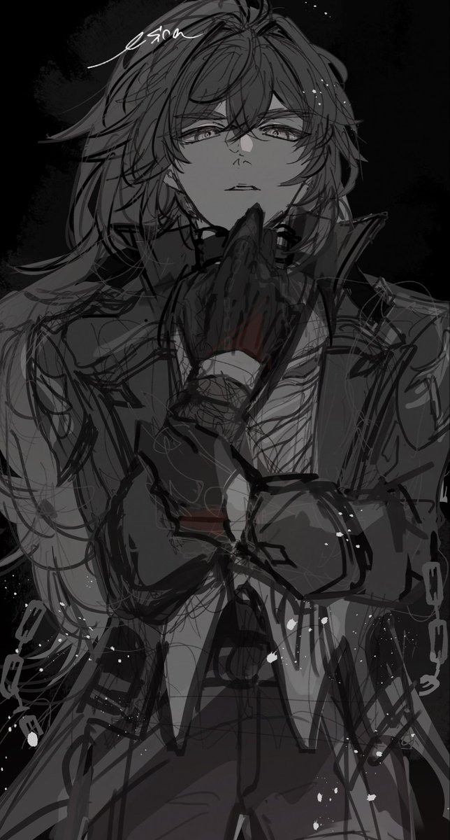 esicasan's tweet photo. Diluc /wip https://t.co/AKf0cg6jS6