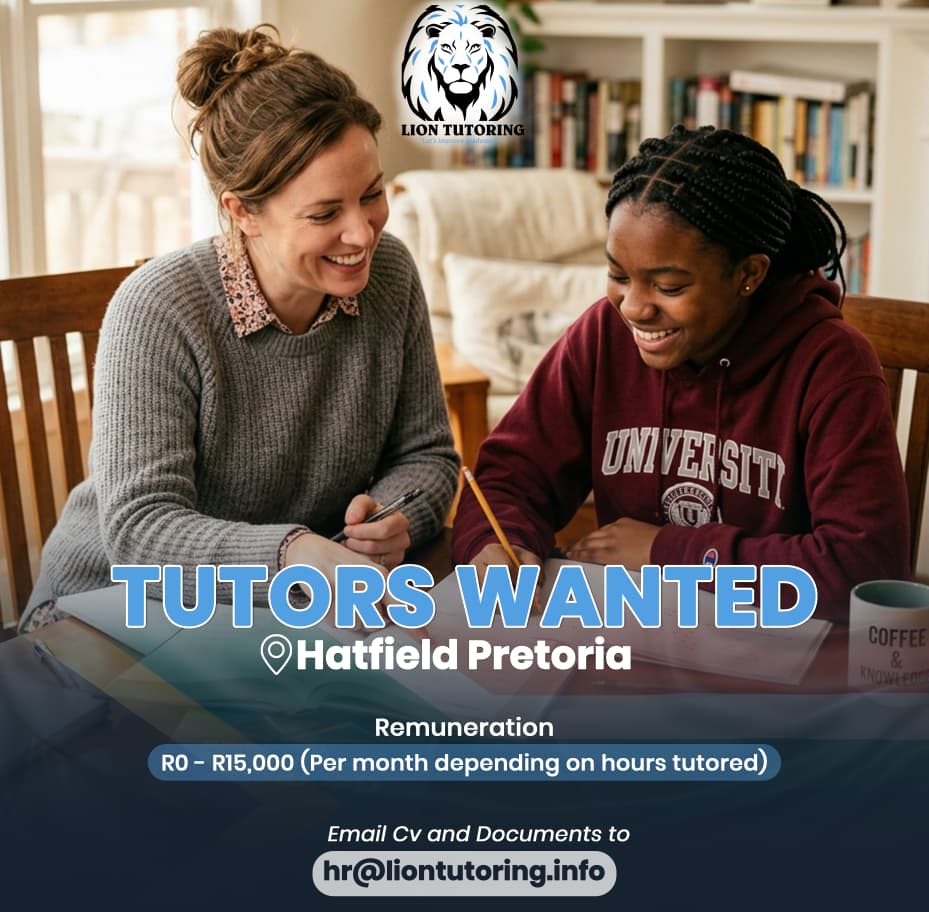 liontutoring's tweet image. 📚 Become a Tutor in Hatfield, Pretoria 🇿🇦
📧 Email CV to hr@liontutoring.info
#liontutoring #jobs #Vacancies