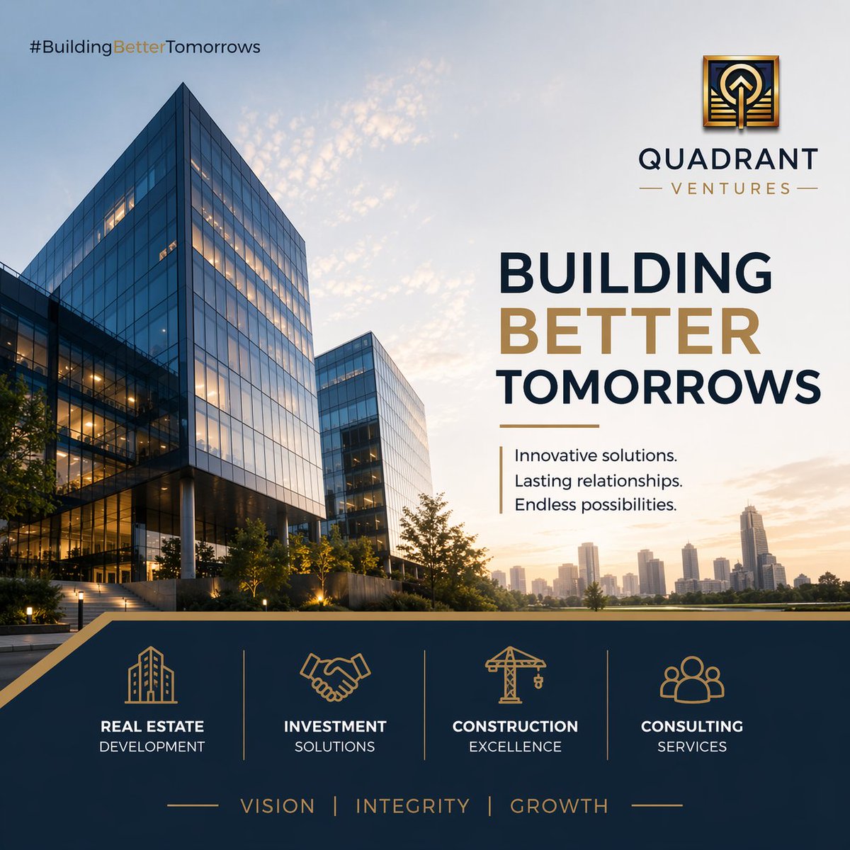 QuadrantVenture's tweet image. 🏙️ Building more than structures, we build trust
💼 Smart investments. Strong foundations. Sustainable growth
🤝 Where vision meets execution

At every project is driven by purpose n precision.
#QuadrantVentures #RealEstateGrowth #fundraise #InvestmentSolutions #BusinessExpansion