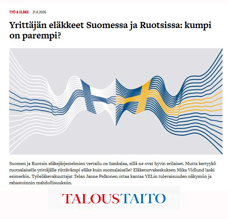 alavalkamasa's tweet photo. Olisiko meillä yrittäjän eläkeasioissa jotakin opittavaa Ruotsista? Kysyin asiaa ETK;n ja Telan asiantuntijoilta, tässä vastauksia >> https://t.co/69KbsNRBfE
#yrittäjä #eläke
@ETKinfo @Tela_ry https://t.co/NhscT8VqWY