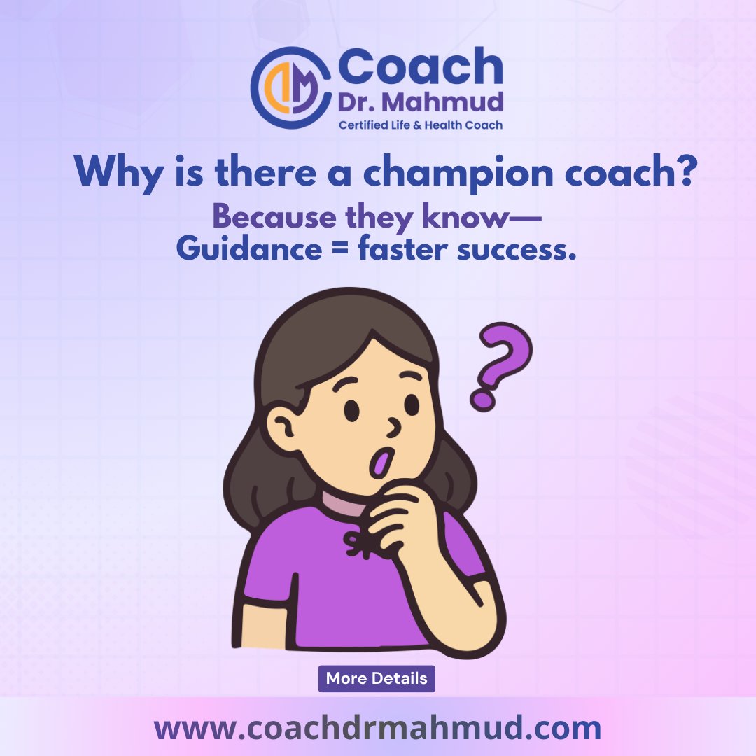 coachdrmahmud's tweet image. Why Champion Coaches Matter 🏆💡

✅ A champion coach exists because guidance accelerates success 🚀

📌More Details:
📲 +8801771073876
🌐 coachdrmahmud.com

#coachdrmahmud #mindsetcoach #lifecoach #lifedecisions #lifecoaching #championcoach #coaching #successmindset
