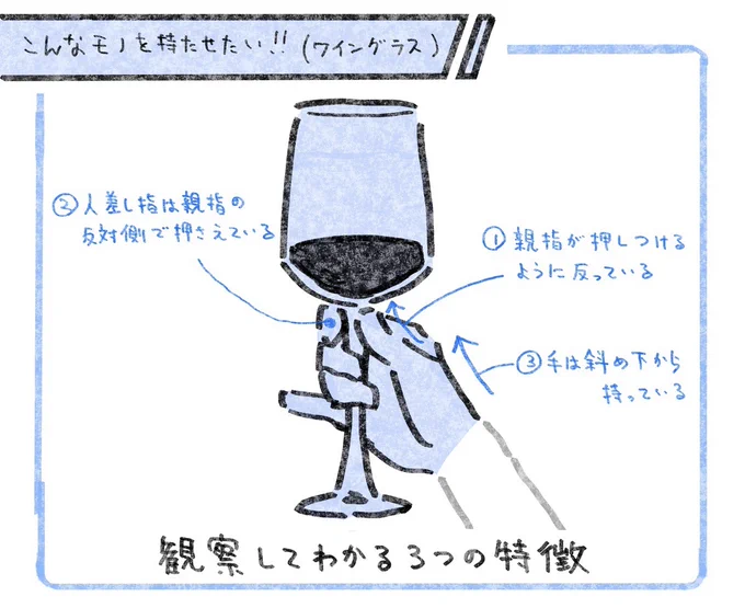 グラスを持つ手を描きたいときにどうぞ。
#それっぽく描くコツ 