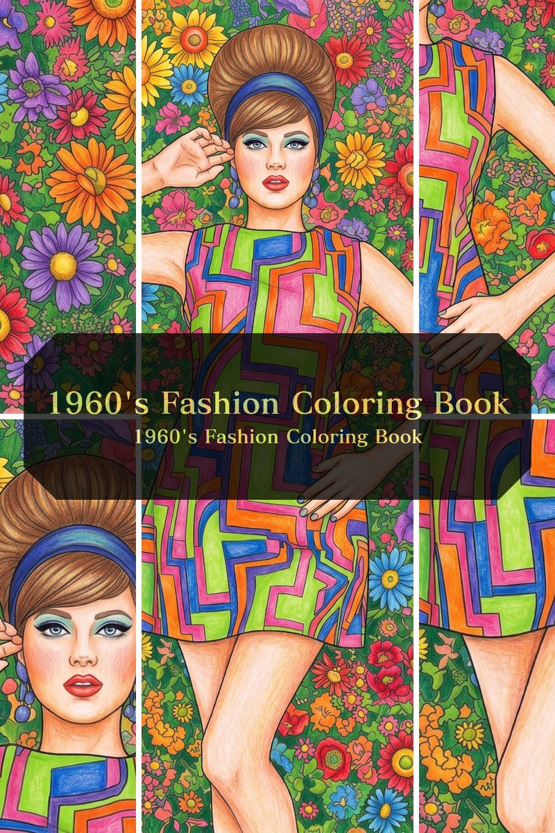 Yoshida_A_S's tweet image. Step back into the vibrant 1960s! 🌸 This new coloring book blends retro fashion with intricate floral patterns. Which colors would you choose for this iconic beehive hairstyle and mod dress? Let your creativity bloom. ✨

#AdultColoring 
#1960sFashion 
#RetroArt