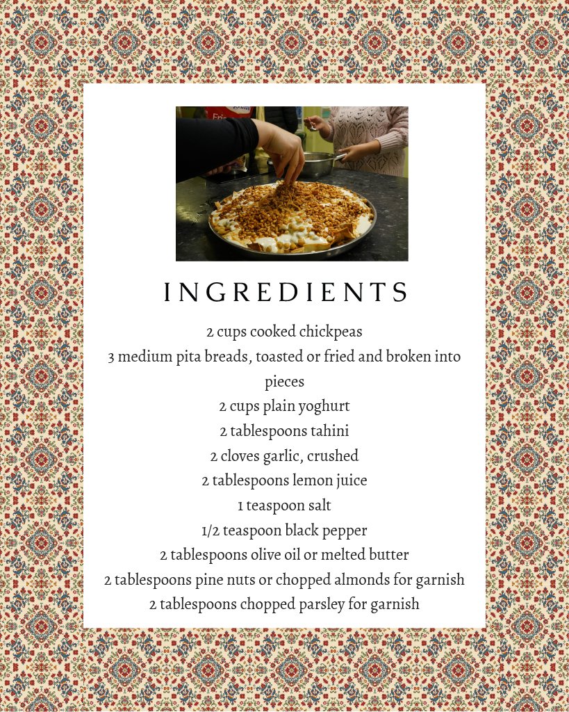 AlwaleedNetwork's tweet photo. Our member, @MultakaO, have been sharing recipes from around the world developed by their wonderful volunteers on their Instagram page! 🍽️

Try the fatteh recipe shared by the wonderful Multaka volunteer, Marwa and tag them with #multakaoxfordrecipes ✨

Design: Hannah Underwood https://t.co/YSzJx7V8Mm