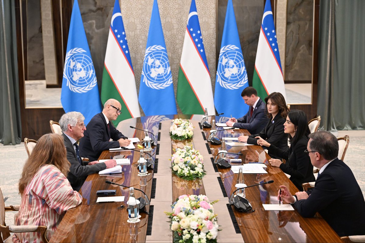 SMirziyoyeva's tweet photo. Yesterday, I met with Stefano Berterame, Secretary of @INCB_UN 
We discussed strengthening Uzbekistan’s drug control system, including analytics, labs &amp; digital tools, and preparations for the upcoming INCB mission. https://t.co/FWHFraqxOx