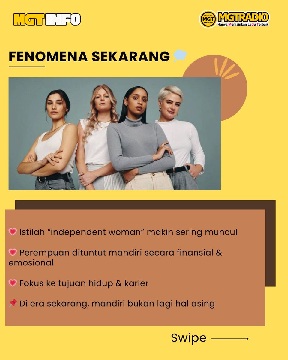 MGT_RADIO's tweet image. Jadi independent woman bukan berarti harus kuat sendirian 

Mandiri itu soal punya kendali atas hidup—secara finansial, emosional, dan keputusan.

Tapi tetap, minta bantuan itu bukan kelemahan

Menurut kamu, arti perempuan mandiri itu apa?
#MGTRADIO #IndependentWoman #SelfGrowth