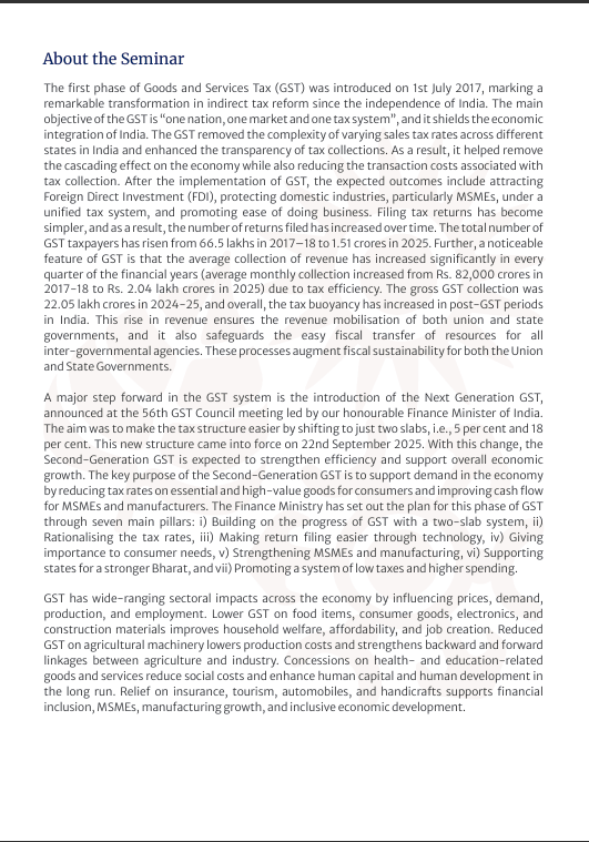 IDS_JPR's tweet photo. 📢Call for Papers!
National Seminar on “GST 2.0 Reforms in India: Sectoral Impact &amp; Roadmap to Viksit Bharat 2047”
🗓27–28 Aug 2026 | 📍 Pondicherry University
📝Abstract deadline: 31 May 2026
📧seminarecopu@gmail.com
Join the dialogue with experts, policymakers &amp; researchers https://t.co/Y2tmbTSCBI