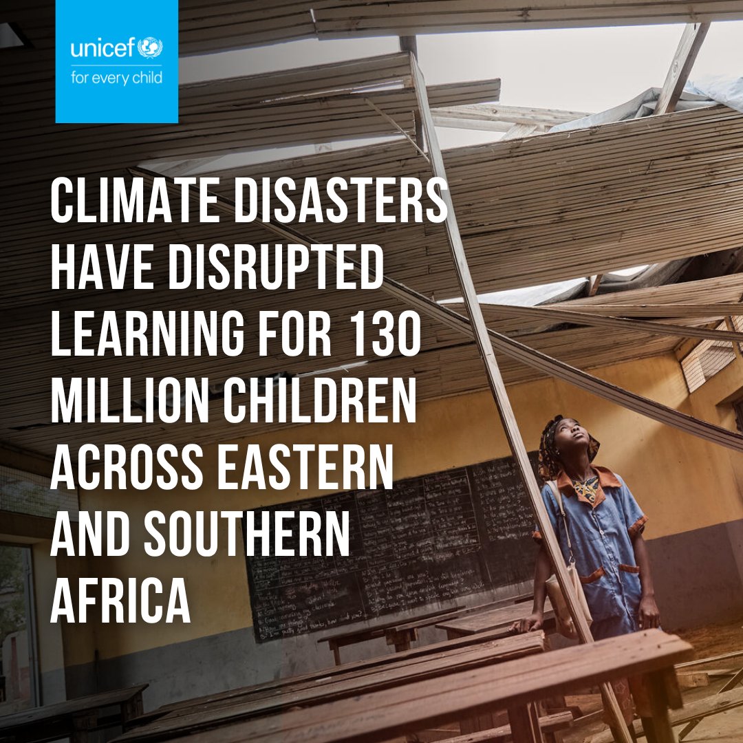 unicefzambia's tweet image. Climate disasters like floods and droughts are disrupting education and threatening children’s futures in #Zambia 🇿🇲. #ClimateActionNow

A new 📢 @UNICEF and Dalberg report finds climate shocks could cost Zambia up to $21B by 2050—without action 👉 bit.ly/4cBetN3