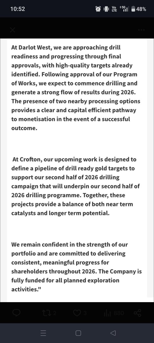 Stocksaimtrader's tweet image. #CDL recently raised £1.85mil with their institutional holders at 0.56p. they released Friday some major developments into their drilling plan.

Drilling at Darlot West and Crofton is planned within days. Going to be a big few weeks and positions are being taken for the journey