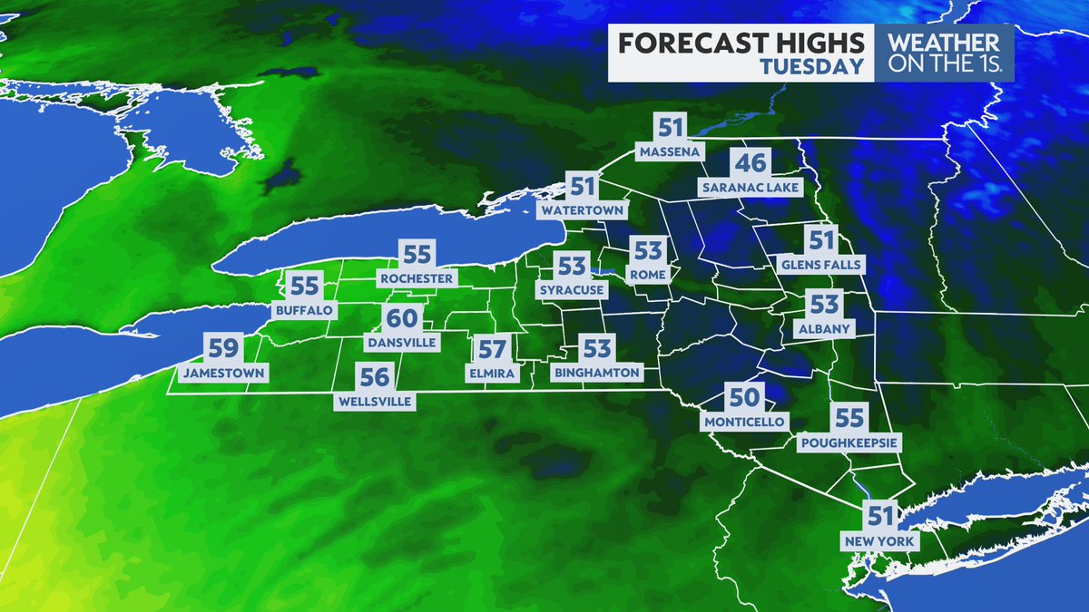 DurkinWeather's tweet image. Good morning, New York State!

Following a cold start, many of us get into the 50s this afternoon.

Most of the day will be dry but a few showers are possible later this evening &amp;amp; again tonight.

#Buffalo #Rochester #Syracuse #Albany #HudsonValley #Binghamton #Watertown #NYwx