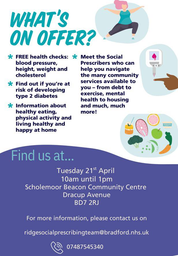 ScholemoorBeaco's tweet image. Today at Scholemoor Beacon Free community health checks. Come along and see medical professionals and access health checks and advice, all on your doorstep! #Community #Health #Support