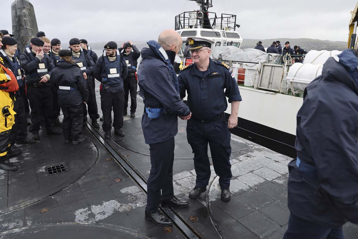 RoyalNavy's tweet image. A #RoyalNavy Vanguard Class submarine and its crew of 140 submariners sailed back to HM Naval Base Clyde on Saturday 18th April after completing another successful mission delivering the Continuous At Sea Deterrent (CASD). @RNinScotland 

Read more: royalnavy.mod.uk/news/2026/apri…