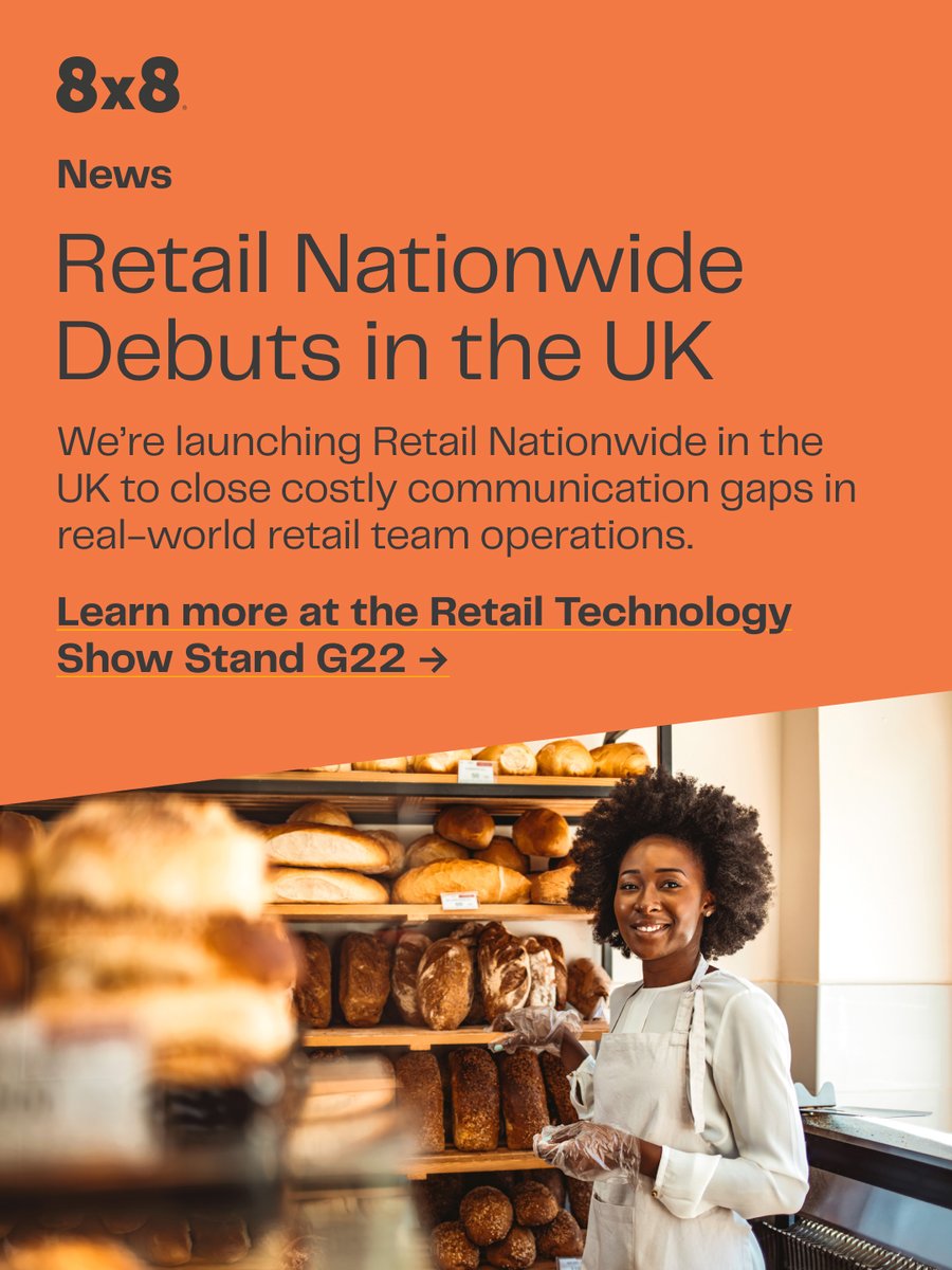 8x8's tweet image. The communication gap in #retailtech is real, and it's costing stores every day. We're launching Retail Nationwide in the UK this week at @RetailTechShow to close communication gaps that cost store sales. 
 
Retail Nationwide offers:
• Ring-all configuration so available staff
