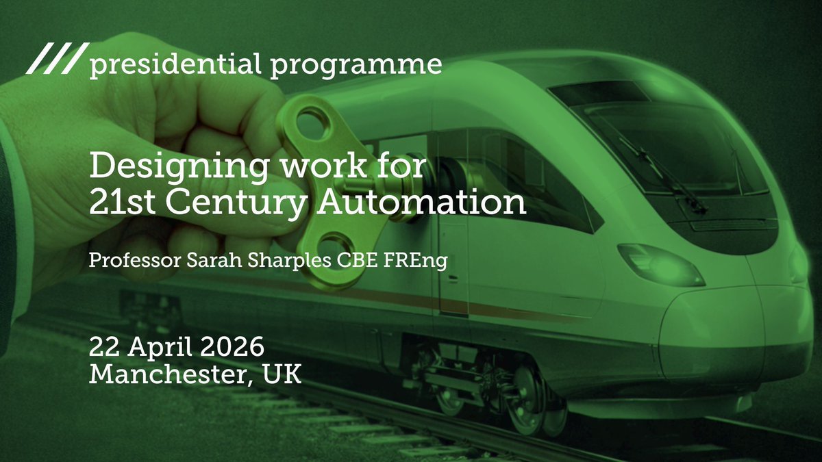 IRSEglobal's tweet image. Join us in Manchester and online tomorrow, 22 April for the IRSE AGM, followed by an exciting lecture from Professor Sarah Sharples - 'Designing work for 21st Century Automation'

Join us at ➡️ buff.ly/7LMpaUF

#IRSEevent #Rail #Railevent #Railindustry #Engineer