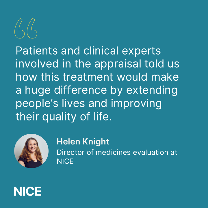 NICEComms's tweet photo. NICE greenlights first HER2-targeted bile duct cancer treatment on the NHS — tripling survival times in trials vs standard chemotherapy (18 months vs 6).

Around 65 patients a year in England eligible.

Final draft guidance now published:
https://t.co/6fZ2MIxZsn https://t.co/jsM5Q4clkc