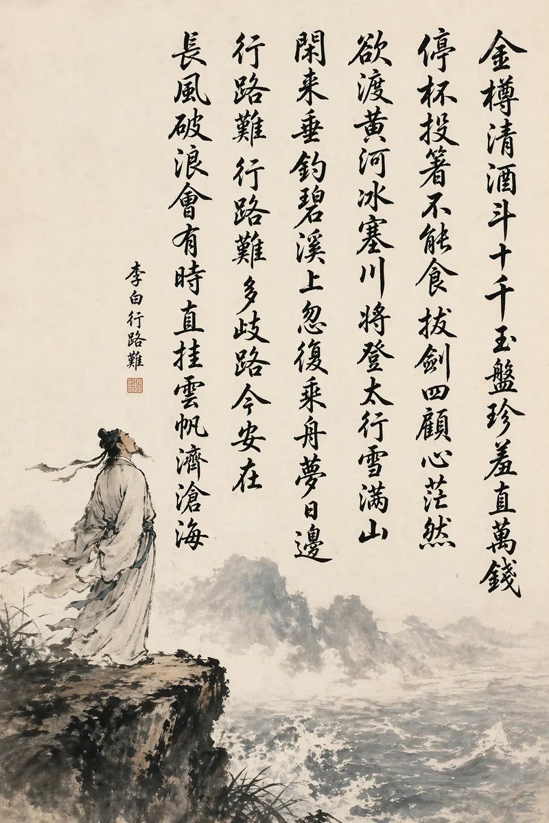 Chinese Calligraphy Poem Landscape