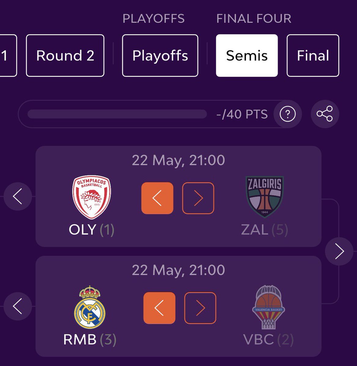 _mxur's tweet photo. Huzurlarinizda 2025-26 @EuroLeague Playoff tahminlerim:

Bracket 1:

Round 1:
@Paobcgr vs. @ASMonaco_Basket - #Panathinaikos ⬆️

@FCBbasket vs. @kkcrvenazvezda - #KKCrvenaZvezda ⬆️

Round 2:
@ASMonaco_Basket vs. @kkcrvenazvezda - #Monaco ⬆️

Playoffs:
@Olympiacos_BC vs. @ASMonaco_Basket - #Olympiacos (3-0)

@FBBasketbol vs. @bczalgiris - #Zalgiris (2-3)

@RMBaloncesto vs. @HapoelTLVBC - #RealMadrid (3-1)

@valenciabasket vs. @Paobcgr - #Valencia (3-1)

Semis:
@Olympiacos_BC vs. @bczalgiris - #Olympiacos 

@RMBaloncesto vs. @valenciabasket - #RealMadrid