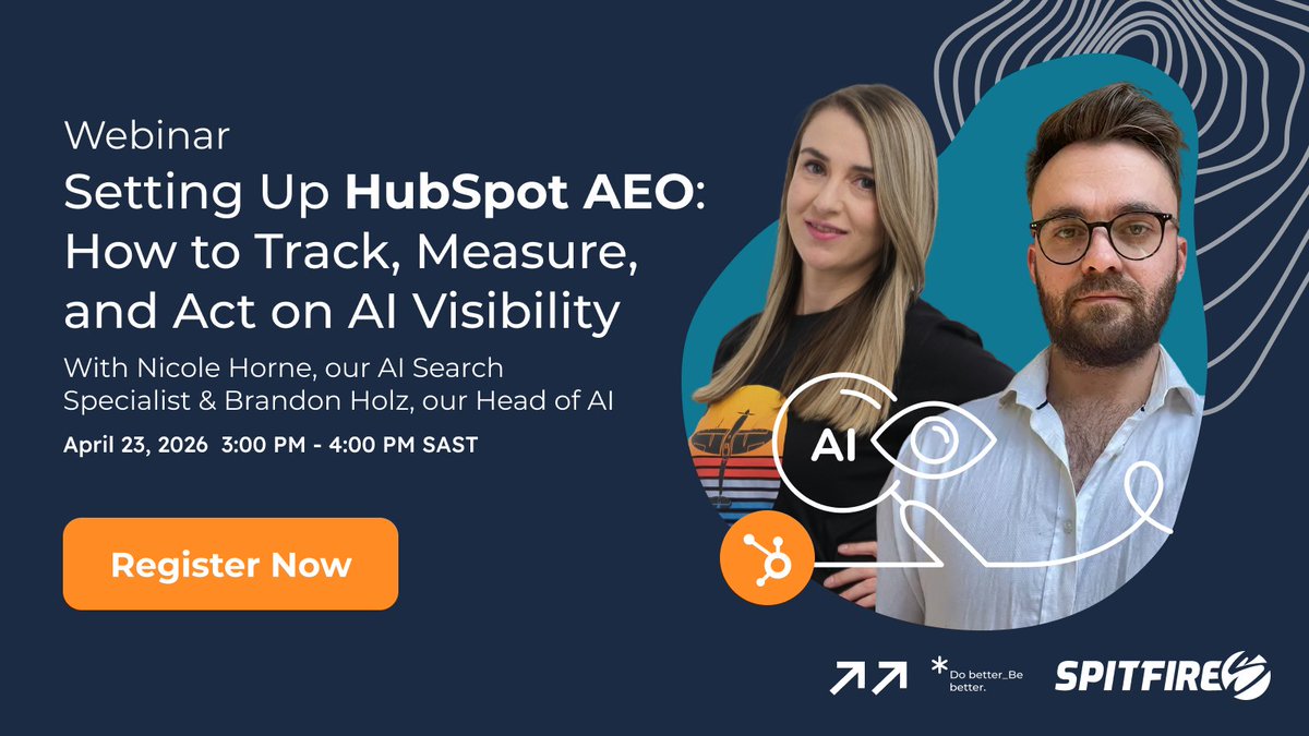📢 Register Now
23 April | 3 - 4PM SAST
Learn how to set up <a href="/HubSpot/">HubSpot</a>’s AEO tool, track AI visibility, and turn insights into action.
We’ll also cover how to prepare your portal for AI and future opportunities.
Register: hubs.la/Q04cSKy70