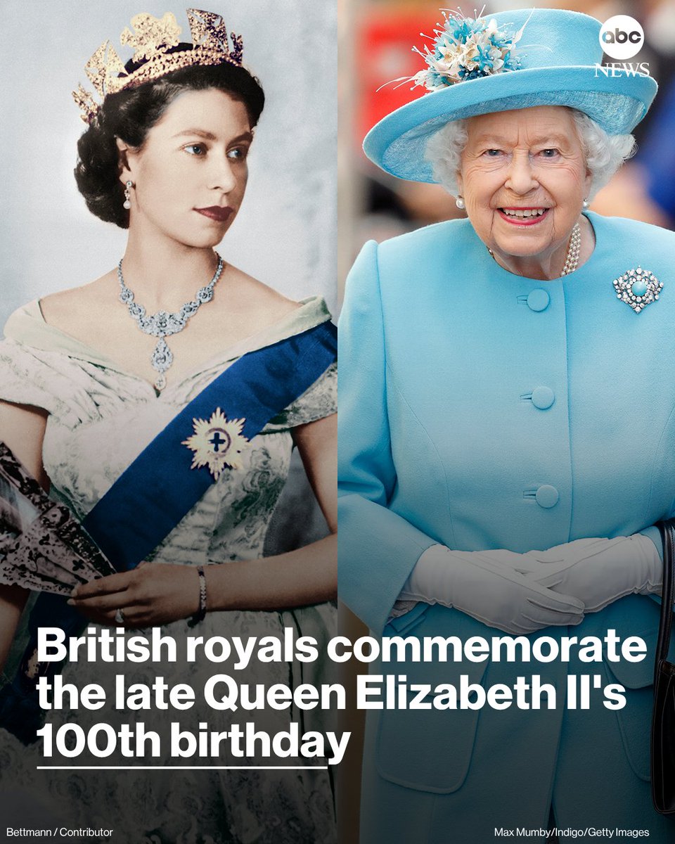 Britain's royal family is leading commemorations for what would be the 100th birthday of the late Queen Elizabeth II.

Read more: abcnews.link/E48F4JF