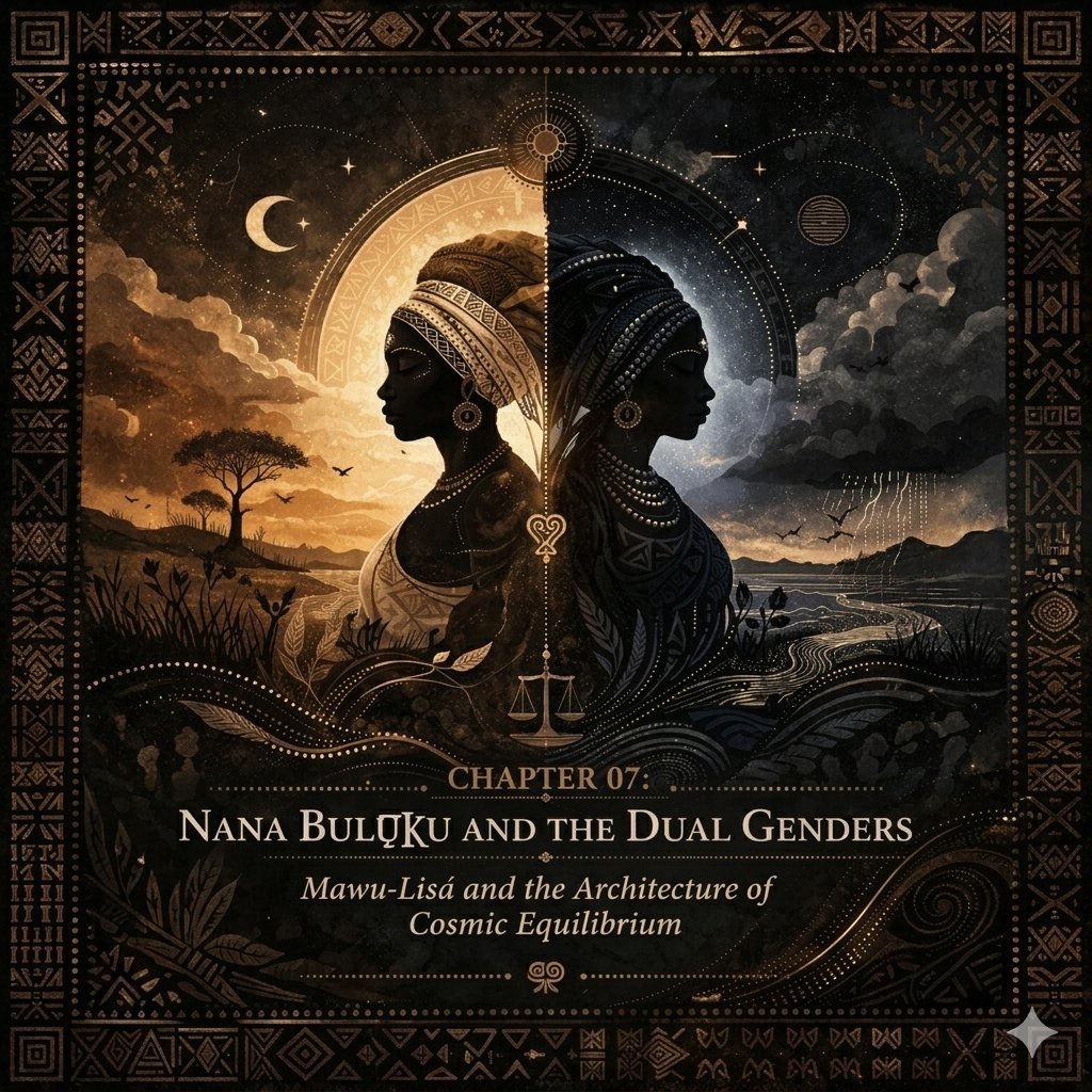 ThePipMessiah's tweet photo. The world was not made by a single hand, but in the sacred hyphen between wisdom and power—a conversation so complete it required both the sun and the moon to speak the truth. 🕯️✨

Welcome to Chapter 07 of "I Am Black, But Comely." This movement takes us beyond the flash of the thunder and into the primordial silence of the "Oldest One," Nana Buluku.

Before the world insisted on labels and categories, there was only the Undivided. From this magnitude came the twins: Mawu, the moon who carries the cool weight of night-knowing, and Lisá, the sun who carries the burning drive of action. They are not opposites in conflict. They are complements in a perpetual, creative embrace. 🌑🌕

This chapter explores:

The Both-And Principle: We refuse to be diminished by the small-minded categories the world tries to impose. We are both the wisdom and the force, the patient and the urgent.

The Sacred Hyphen: True power lives in the balance between our intuition and our enactment.

Sovereignty through Wholeness: Our liberation depends on the ability to hold the full spectrum of our identity without fragmentation.

Nana Buluku reminds us that creation did not begin with a command, but with a birth. We are built on the principle of equilibrium. When we honor every part of ourselves—the silent and the loud, the thinking and the doing—we return to the original completeness that preceded every distinction.

The cosmos is a conversation. We are the ones who keep it going. 🏛️

Drop a "🌓" to claim your wholeness today.

#IAmBlackButComely #NanaBuluku #MawuLisa #AfricanMythology #DynamicBalance #Wholeness #BlackSovereignty #NewBook #Chapter07 #AncientWisdom