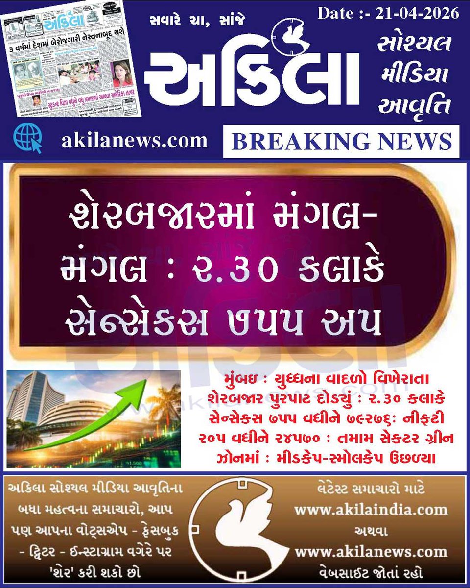 akilanews's tweet image. Akilanews.com #BreakingNews #NewsUpdates #અકિલા #સમાચાર