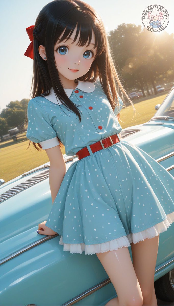 aries_imouto's tweet image. もしも唯ちゃんが、1950年代にタイムスリップしたら？

皆さん好きな映画は何ですか？
私は”Back to the Future”が好き過ぎて、ほぼセリフを覚えるほど見ています🥰

1955年にタイムスリップする話なのですが、そのシーンで出てくる50年代風ファッションのプロンプトを作ったので公開します✨