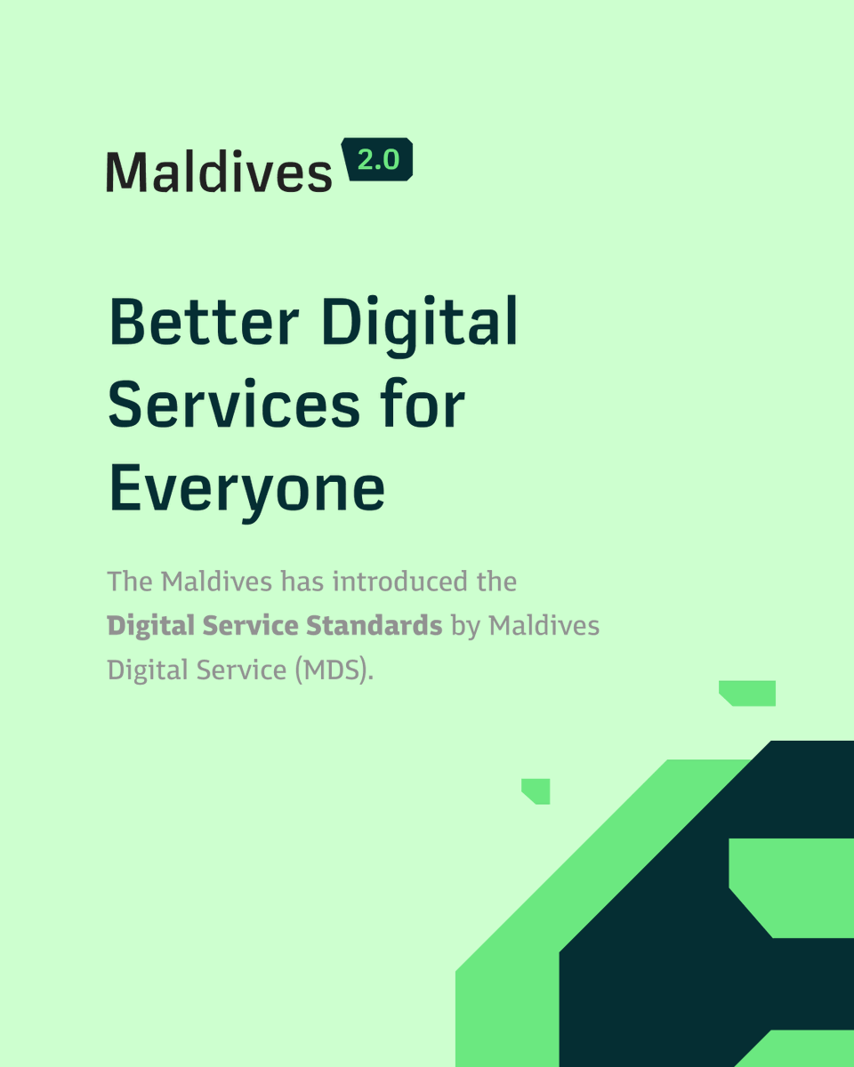 digitalgovmv's tweet photo. The Maldives has introduced the Digital Service Standards by Maldives Digital Service (MDS), establishing 19 standards for government digital services focused on accessibility, security, reliability, and citizen experience.

Read more: https://t.co/0T9oRDabf4 https://t.co/KSKoNyf4lU