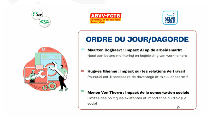LaChambreBE's tweet image. Le comité d’avis #Sciences &amp;amp; #Technologies poursuit ses auditions sur le thème de l’#IA #IntelligenceArtificielle et entend aujourd’hui des représentants des syndicats CGSLB, FGTB et CSC &amp;gt; tinyurl.com/4kukp4r7 
Live ▶️ tinyurl.com/bdfhtkan