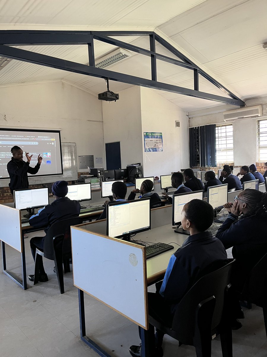 Eazi_Code's tweet photo. Weekend one of our Web Development & AI Bootcamp at Bopasenatla Secondary School in Soweto is officially underway 🚀

There’s something powerful about being in a room full of young minds who are curious, engaged and ready to build. From writing their first lines of code to understanding how AI actually works. This is where it all begins.

Can’t wait to see what they create over the next few weeks 💻✨

#EaziCode #CodeTheFuture #AIForYouth #Soweto #CodingBootcamp