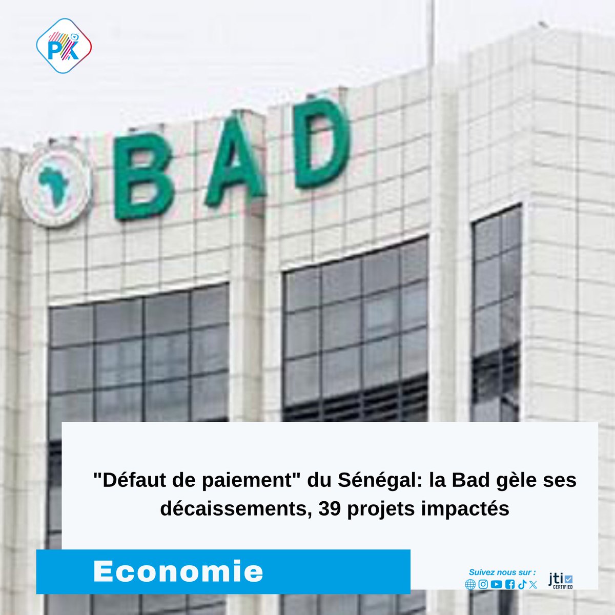 Pressafrik's tweet image. 🇸🇳 La Banque africaine de développement (BAD) a suspendu ses décaissements en raison d’un défaut de paiement du Sénégal, impactant 39 projets en cours.

▶️ pressafrik.com/Defaut-de-paie…

#Markets 
#Lyari 
#WaterIsLife