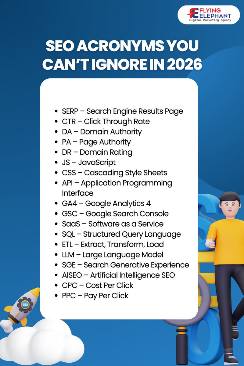 FlyingEDM's tweet image. SEO Short Forms You Should Know

Save this quick guide to stay updated and speak the language of SEO like a pro.

Save it for future reference!

#seo #shortforms #digitalmarketing #flyingelephant