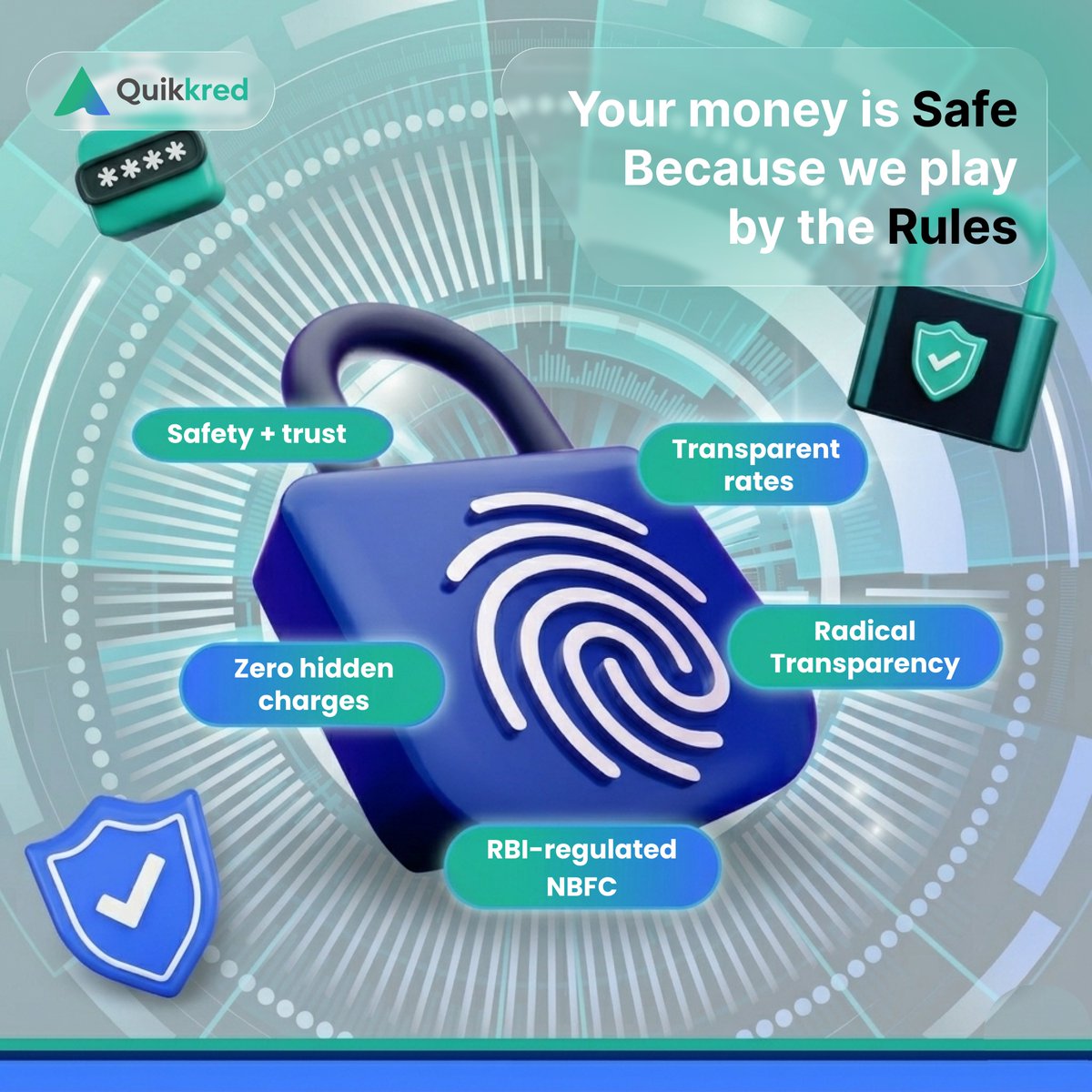 quikkred's tweet image. Trust matters. 🔐
With Quikkred:
✔ RBI-regulated NBFC
✔ Transparent rates
✔ Zero hidden charges
Because your money deserves real security.
Plans on. Stress gone. 😎
#SafeFinance #TrustedLending #FintechIndia #DigitalLoan #LoanApp #FinanceTrust #NBFC #RBI #MoneySafety