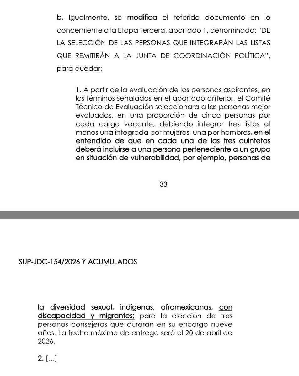 OscarDanieliec6's tweet photo. Lo que decía el SUP-JDC-154/2026 vs lo que decidió el CTE. 
No asusta que la política influya en estos procesos eso es normal y hasta cierto punto esperable, lo que sí es preocupante es que expertos en materia electoral incumplan una sentencia tan clara. https://t.co/NeUnDQCfjo