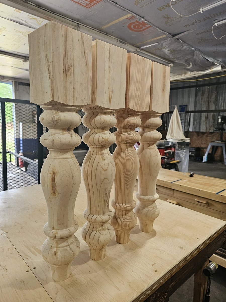 jandscustoms566's tweet image. Newly Turned dining table legs for dining table number next 
#woodworking #woodworks #woodworker #handmade