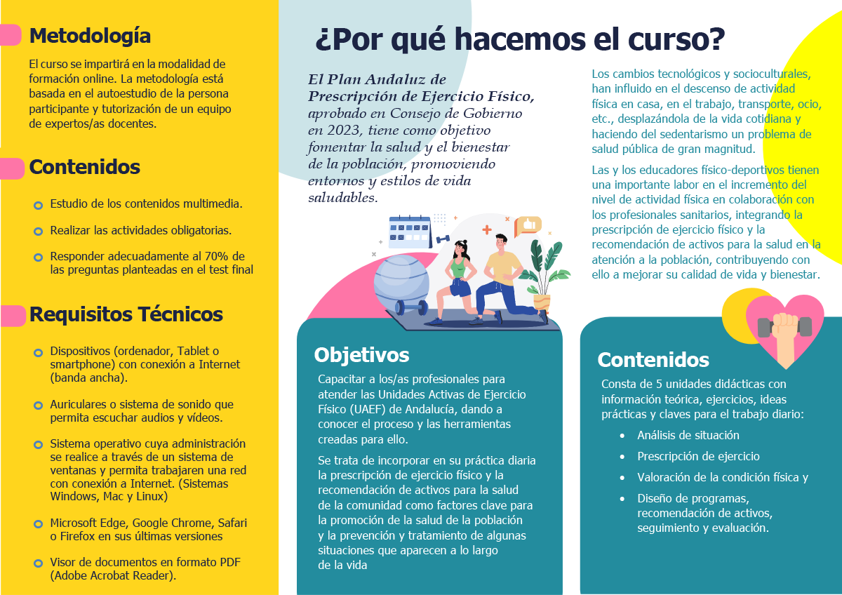 ColefAndalucia's tweet photo. 📢 Abierta la inscripción del curso online “Prescripción de ejercicio físico para educadores físico-deportivos”.
Dirigido a #EFD de #Andalucía. ¡No pierdas esta oportunidad!
📅 5 mayo–30 junio 2026
🗓️ Inscripción hasta el 30 de abril👇
🔗 https://t.co/13F44IAK8S
#PAPEF #UAEF https://t.co/epiLHGaSSt