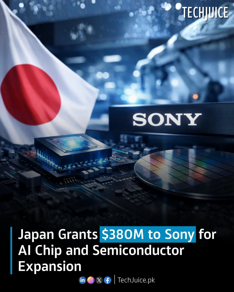 TechJuicePk's tweet image. Japan backs Sony’s AI chip expansion.
Japan has approved up to 60 billion yen ($380 million) in support for Sony Group Corporation to boost domestic semiconductor production, with a strong focus on next-generation AI image sensors.

#techjuice #ai #semiconductors #investing