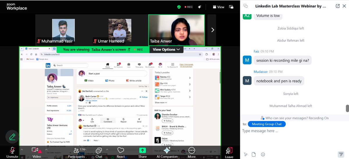 YasirAwan4831's tweet image. Joined the #LinkedIn Lab Masterclass by @Uptech Institute
Learned profile optimization, client hunting &amp;amp; job strategies, plus how #LinkedIn really works.

Big thanks to @AnwerTaiba  for practical insights🙌

#LinkedIn #CareerGrowth #Learning #WebDEV #MuhammadYasir  #YasirAwan4831