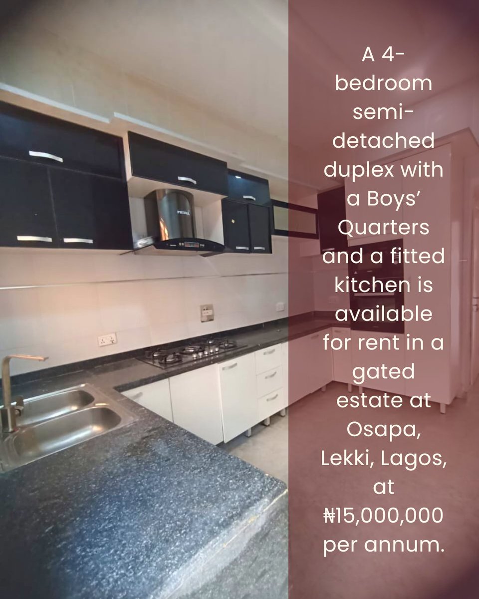 gentrustfield's tweet photo. 🏡 4-bedroom semi-detached duplex with BQ + fitted kitchen for rent in Osapa, Lekki. Secure estate, modern finishing, ₦15M per annum. Comfort meets prime location.  

📞 Call: +234 705 665 4345, +234 808 841 4149  

#LekkiHomes #PropertyForRent #GentrustfieldProperties https://t.co/eGSoQ2gMc4