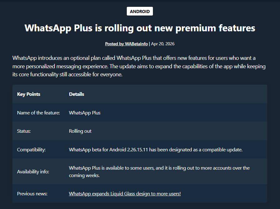 _techibee's tweet image. WhatsApp Plus may be getting premium features!

New beta leaks suggest custom themes, more chat pins, premium ringtones, and more could be coming for power users.

Would you pay for a premium WhatsApp experience, or should it stay free? 

#WhatsApp #TechNews #Android #app