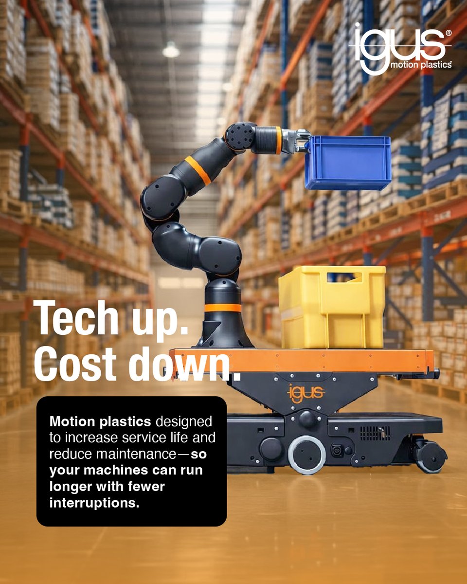 IgusIndia's tweet image. Motion plastics are engineered to extend service life and reduce maintenance needs helping machines run longer, smoother, and with fewer interruptions. Smarter components today mean greater efficiency for tomorrow.

#igus #MotionPlastics #IndustrialAutomation #MaintenanceFree