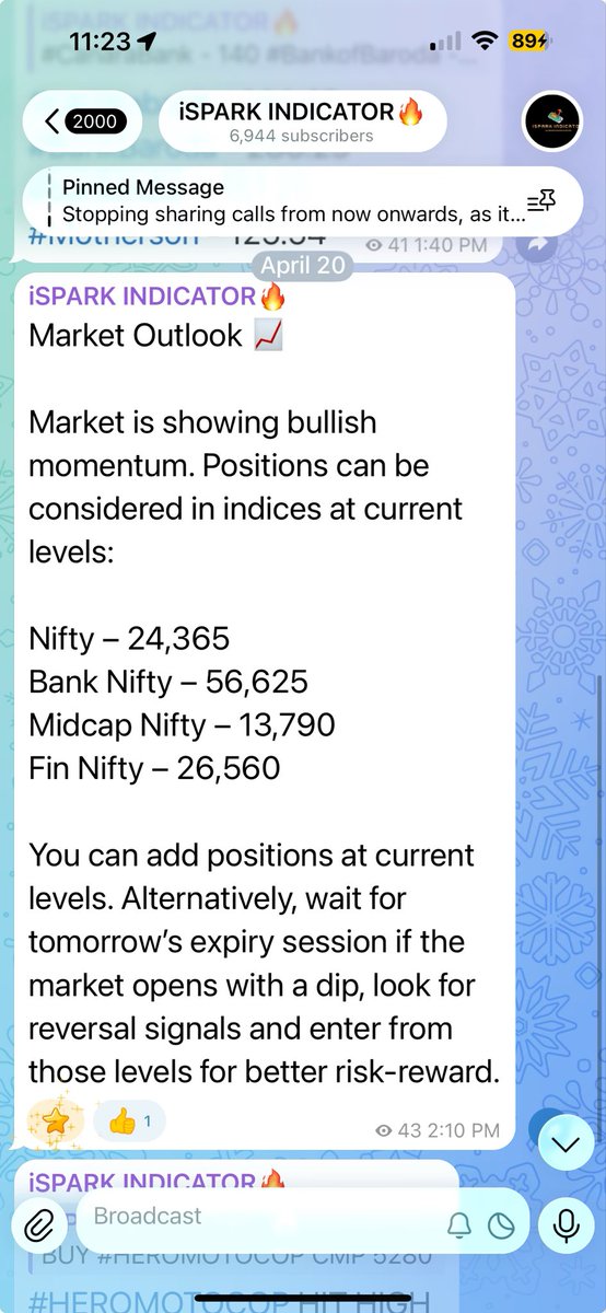 sprathi4u's tweet image. Market outlook which I took yesterday played Perfect

INDICES TODAY 🔥🔥🔥🔥

#Nifty – 24,511
#Bank Nifty – 57196
#Midcap Nifty – 13,923
#FinNifty – 26,733