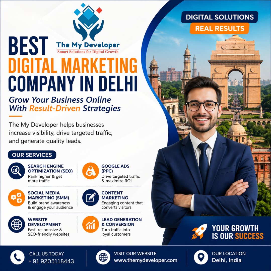 Themydevelper's tweet image. Looking for the Best Digital Marketing Company in Delhi? 🚀
The My Developer delivers powerful SEO, PPC, and social media strategies to grow your business online. 📈
Boost traffic, generate leads &amp;amp; scale your brand today!

#DigitalMarketing #DelhiBusiness #SEO #PPC #SocialMedia