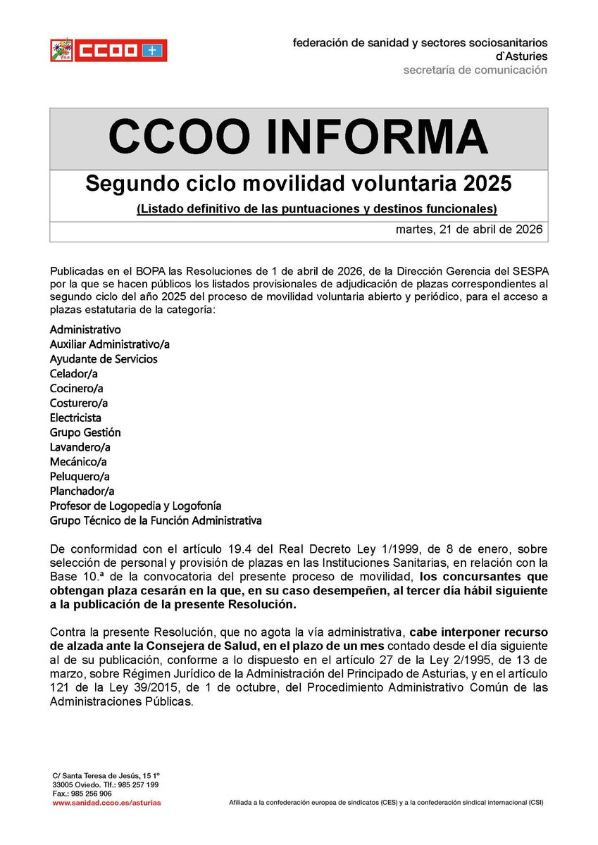 fsasturiasccoo's tweet image. #EstaPasando
sanidad.ccoo.es/websanidadastu…