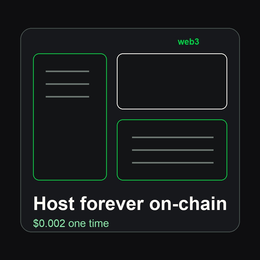 TrueWeb3Hosting's tweet image. Web hosting should be ownership, not rent. Put your HTML on-chain with ORDnet and keep your site live without renewal fees or fragile hosting stacks. #ORDnet #WebHosting #Web3 #BSV