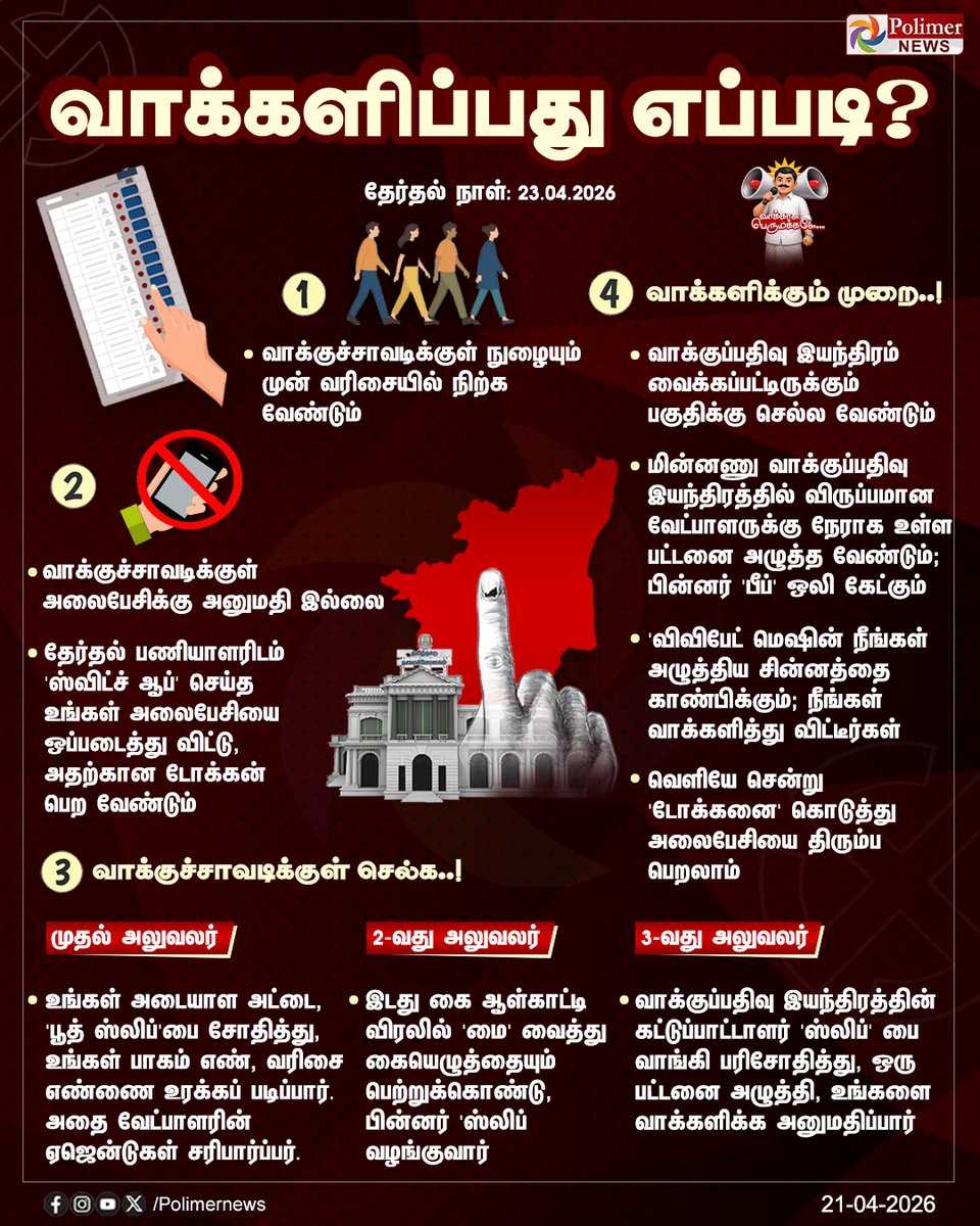 polimernews's tweet image. #NEWSUPDATE || வாக்களிப்பது எப்படி? - பின்பற்றவேண்டிய வழிமுறைகள் | #TNElection2026 | #Election | #PolimerNews