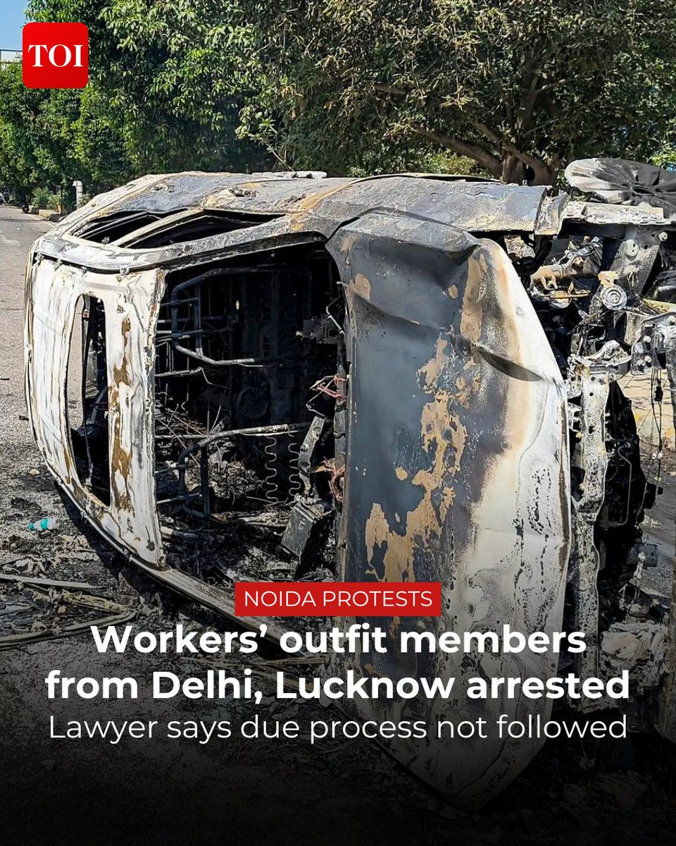 timesofindia's tweet image. Two members of Mazdoor Bigul Dasta were arrested on Sunday for their alleged role in the violence that broke out in #Noida on April 13 during a protest by industrial workers demanding higher #wages.

Details here 🔗toi.in/KcQ9cb84