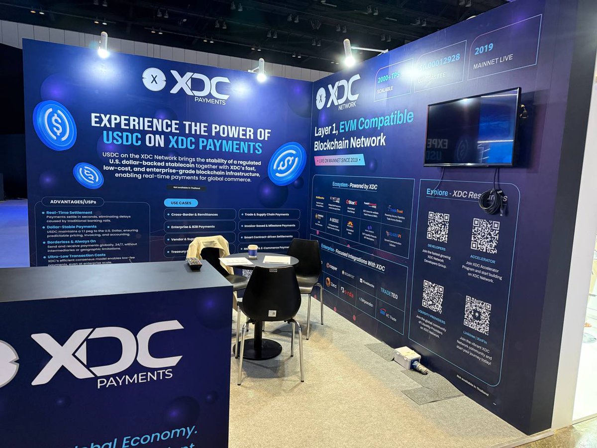 CryptoQueenVinn's tweet image. Money20/20 Asia is officially LIVE 🚀

The @XDCNetwork booth is already buzzing 👀

If you’re in Bangkok 🇹🇭, don’t miss:
🔹 Real use cases of @USDC on #XDCNetwork
🔹 Faster, low-cost payment infra
🔹 Enterprise-ready blockchain solutions

📍 Booth #5015 — meet the team &amp;amp; explore